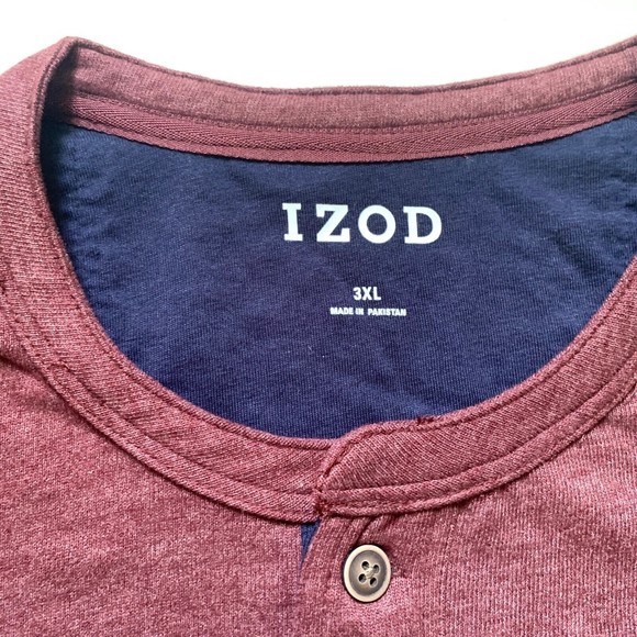 IZOD Big & Tall Men's Brushed Jersey L/S Henley Port Red Heather Sz 3XL NWT - Picture 6 of 8
